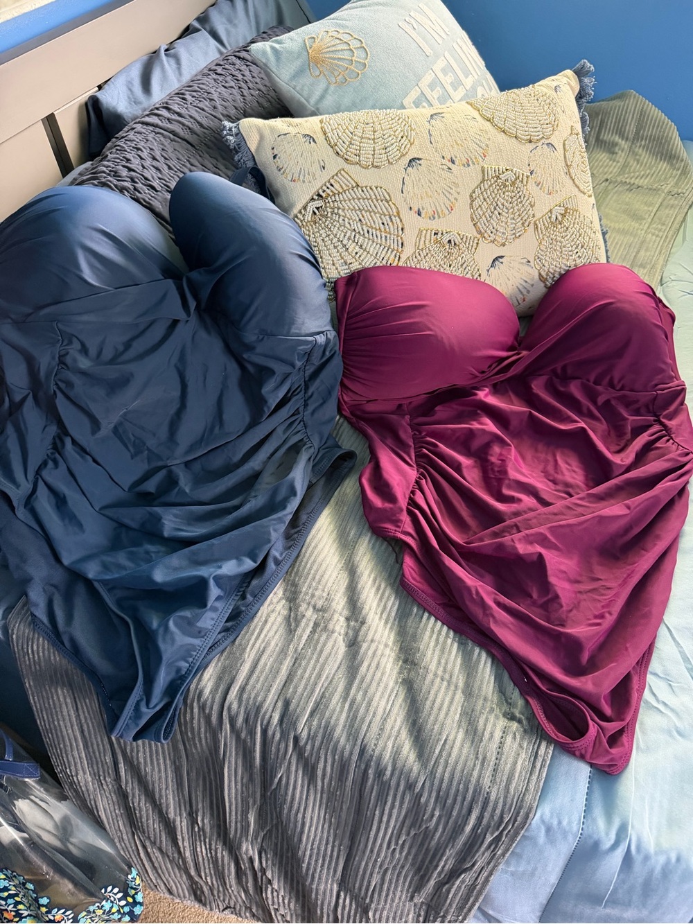 Sears Navy and Magenta Women’s One-Piece Swimsuits